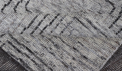 Indian Modern Hand Knotted Design With All Neutral Colored Wool Area Rug Measures 6 x 8'8 This modern area rug features varying shades of gray in the field, blending neutrals into a near - homogenous color. The simple design vines all - ove... - Keivan Woven ArtsIN - ILM - 167 - VT - 516 - 21096