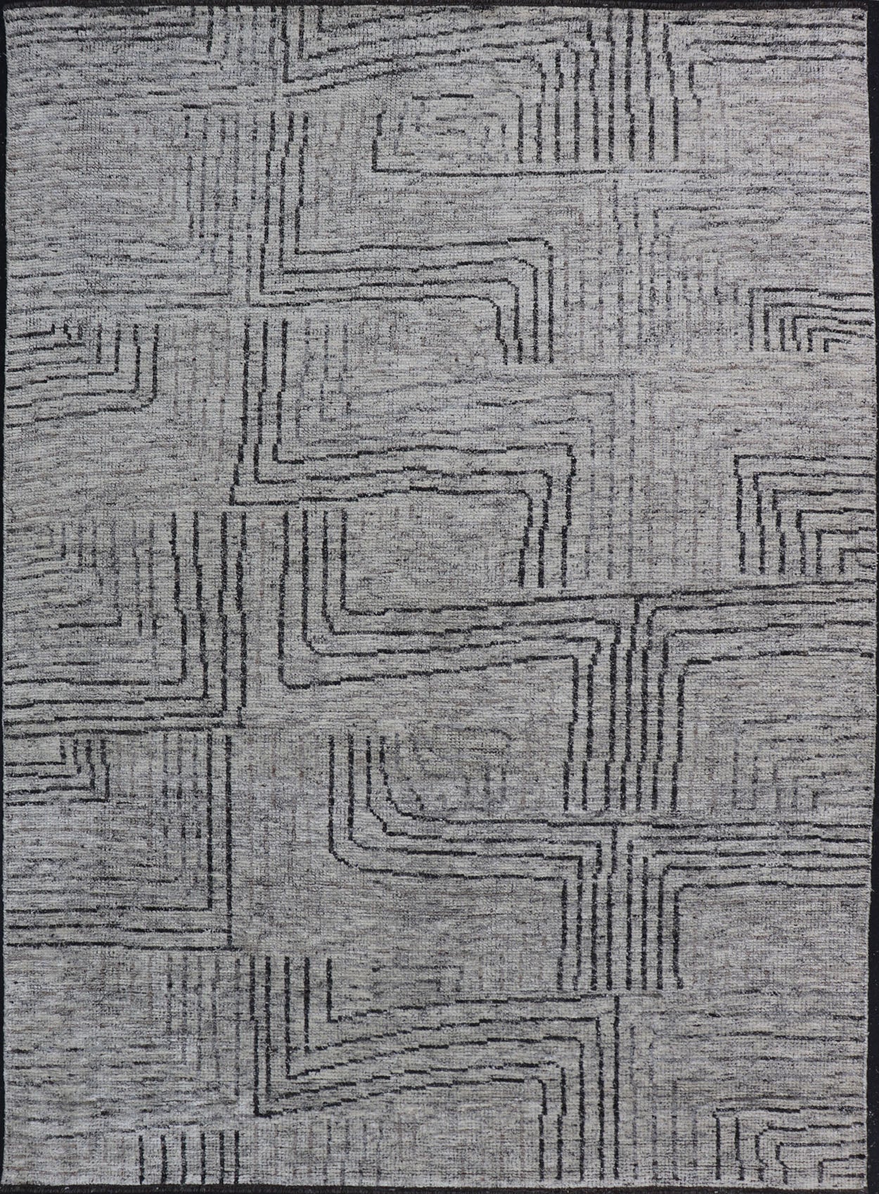 Indian Modern Hand Knotted Design With All Neutral Colored Wool Area Rug Measures 6 x 8'8 This modern area rug features varying shades of gray in the field, blending neutrals into a near - homogenous color. The simple design vines all - ove... - Keivan Woven ArtsIN - ILM - 167 - VT - 516 - 21096