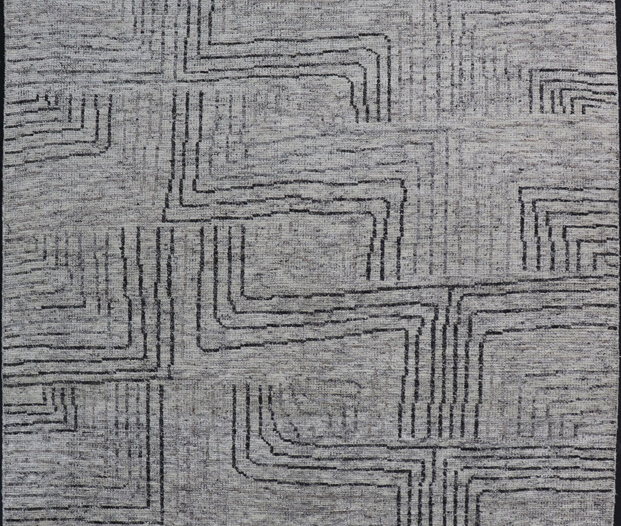 Indian Modern Hand Knotted Design With All Neutral Colored Wool Area Rug Measures 6 x 8'8 This modern area rug features varying shades of gray in the field, blending neutrals into a near - homogenous color. The simple design vines all - ove... - Keivan Woven ArtsIN - ILM - 167 - VT - 516 - 21096