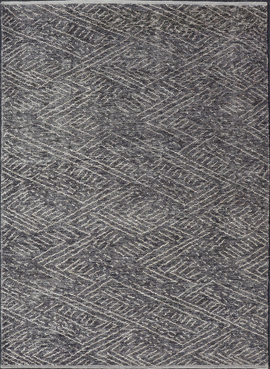 Indian Modern Casual Gray - Blue Area Rug With Minimal Crosshatch Design Measures 6 x 9 This modern Indian area rug features an abstract design loosely resembling a crosshatch design. The entire rug is rendered in a charcoal and light crea... - Keivan Woven ArtsIN - ILM - 168 - VT - 12116 - 20934Rug