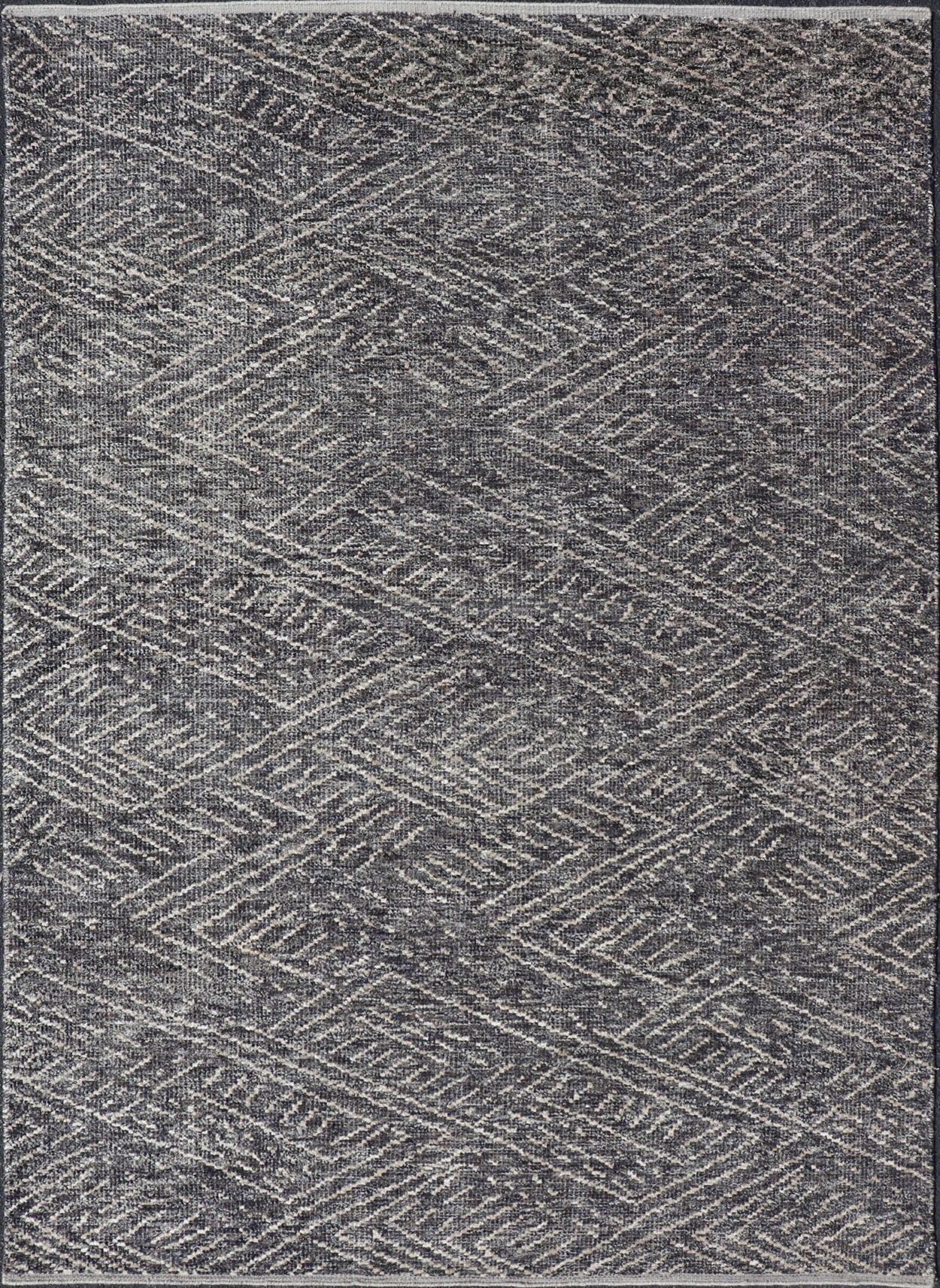 Indian Modern Casual Gray - Blue Area Rug With Minimal Crosshatch Design Measures 6 x 9 This modern Indian area rug features an abstract design loosely resembling a crosshatch design. The entire rug is rendered in a charcoal and light crea... - Keivan Woven ArtsIN - ILM - 168 - VT - 12116 - 20934