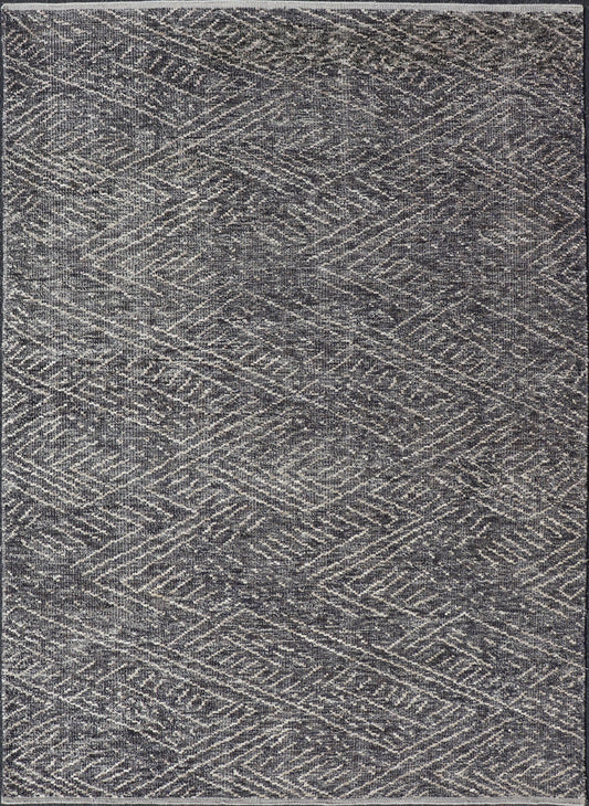 Indian Modern Casual Gray - Blue Area Rug With Minimal Crosshatch Design Measures 6 x 9 This modern Indian area rug features an abstract design loosely resembling a crosshatch design. The entire rug is rendered in a charcoal and light crea... - Keivan Woven ArtsIN - ILM - 168 - VT - 12116 - 20934