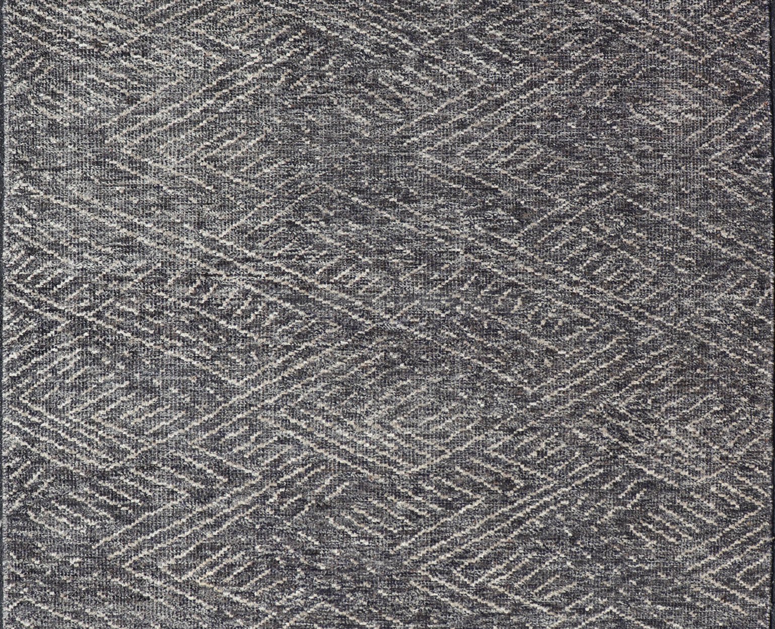 Indian Modern Casual Gray - Blue Area Rug With Minimal Crosshatch Design Measures 6 x 9 This modern Indian area rug features an abstract design loosely resembling a crosshatch design. The entire rug is rendered in a charcoal and light crea... - Keivan Woven ArtsIN - ILM - 168 - VT - 12116 - 20934Rug