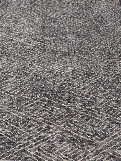 Indian Modern Casual Gray - Blue Area Rug With Minimal Crosshatch Design Measures 6 x 9 This modern Indian area rug features an abstract design loosely resembling a crosshatch design. The entire rug is rendered in a charcoal and light crea... - Keivan Woven ArtsIN - ILM - 168 - VT - 12116 - 20934Rug