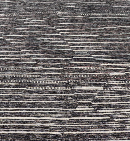Sub - Geometric Diamond Stripes Modern Casual Rug in Black and Ivory Measures 8 x 9'11 This unique piece features asymmetrical horizontal stripes rendered in black and ivory. The field cleverly places a diamond pattern within the stripes ... - Keivan Woven ArtsIN - ILM - 169 - VT - 6286 - 20940Rug