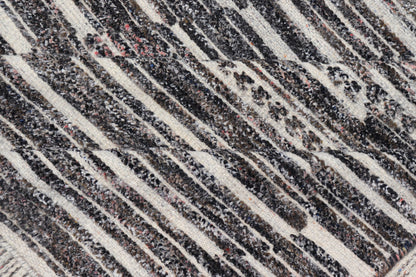 Sub - Geometric Diamond Stripes Modern Casual Rug in Black and Ivory Measures 8 x 9'11 This unique piece features asymmetrical horizontal stripes rendered in black and ivory. The field cleverly places a diamond pattern within the stripes ... - Keivan Woven ArtsIN - ILM - 169 - VT - 6286 - 20940