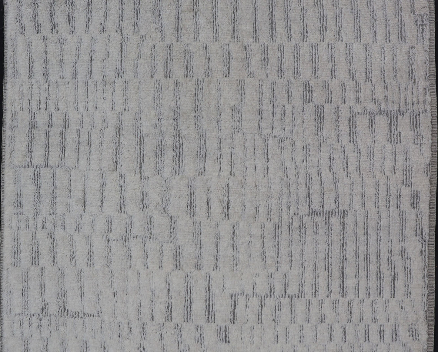 Modern Hand Knotted Large Rug Featuring Light Gray and Cream Panel Design in Soft Wool Measures 10' x 13'10 This large area Indian modern casual rug features a minimalistic panel design, with brick shaped pieces of high piled soft wool i... - Keivan Woven ArtsIN - ILM - 170 - CS - 6116 - 20994Rug