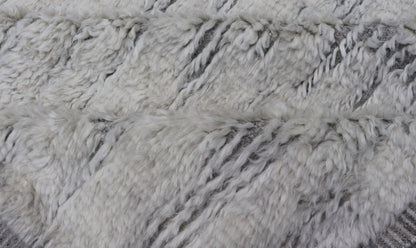 Modern Hand Knotted Large Rug Featuring Light Gray and Cream Panel Design in Soft Wool Measures 10' x 13'10 This large area Indian modern casual rug features a minimalistic panel design, with brick shaped pieces of high piled soft wool i... - Keivan Woven ArtsIN - ILM - 170 - CS - 6116 - 20994