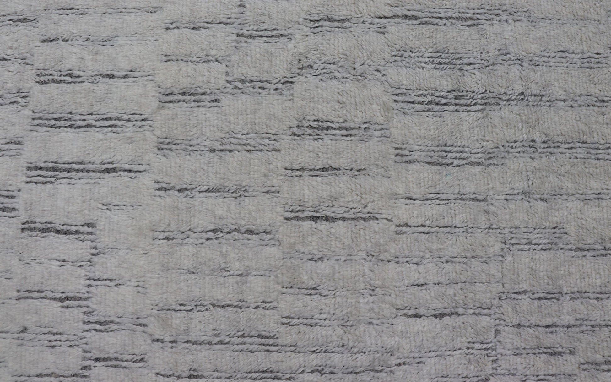 Modern Hand Knotted Large Rug Featuring Light Gray and Cream Panel Design in Soft Wool Measures 10' x 13'10 This large area Indian modern casual rug features a minimalistic panel design, with brick shaped pieces of high piled soft wool i... - Keivan Woven ArtsIN - ILM - 170 - CS - 6116 - 20994