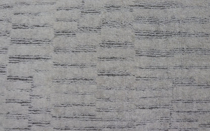 Modern Hand Knotted Large Rug Featuring Light Gray and Cream Panel Design in Soft Wool Measures 10' x 13'10 This large area Indian modern casual rug features a minimalistic panel design, with brick shaped pieces of high piled soft wool i... - Keivan Woven ArtsIN - ILM - 170 - CS - 6116 - 20994
