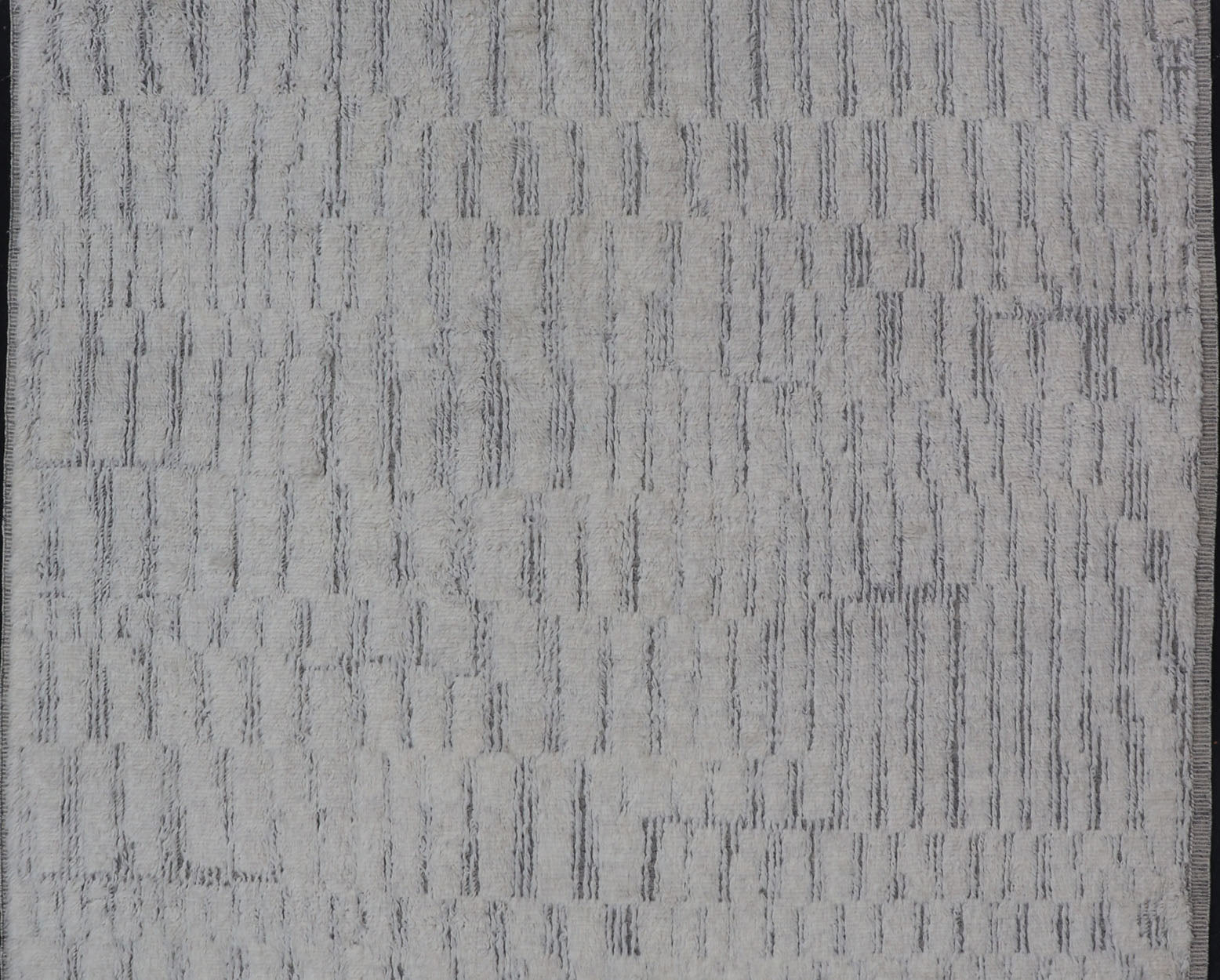 Modern Hand Knotted Large Rug Featuring Light Gray and Cream Panel Design in Soft Wool Measures 10' x 13'10 This large area Indian modern casual rug features a minimalistic panel design, with brick shaped pieces of high piled soft wool i... - Keivan Woven ArtsIN - ILM - 170 - CS - 6116 - 20994