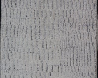 Modern Hand Knotted Large Rug Featuring Light Gray and Cream Panel Design in Soft Wool Measures 10' x 13'10 This large area Indian modern casual rug features a minimalistic panel design, with brick shaped pieces of high piled soft wool i... - Keivan Woven ArtsIN - ILM - 170 - CS - 6116 - 20994