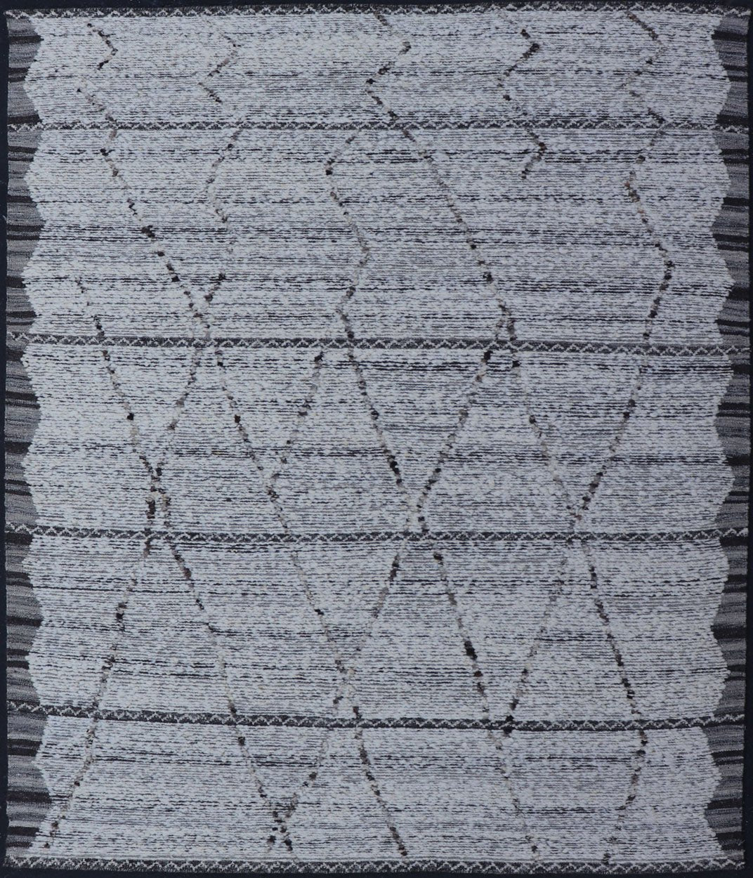 All - Neutral Modern Rug in Off White, Gray and Black Diamond Minimalist Design. Country of Origin: India; Type: Modern; Design: Diamond, Minimal; Keivan Woven Arts: rug IN - ILM - 171 - MFL - 0007; Indian All - Neutral Modern Large Area Rug Measures 8'1 x ... - Keivan Woven ArtsIN - ILM - 171 - MFL - 0007 - 21000Rug