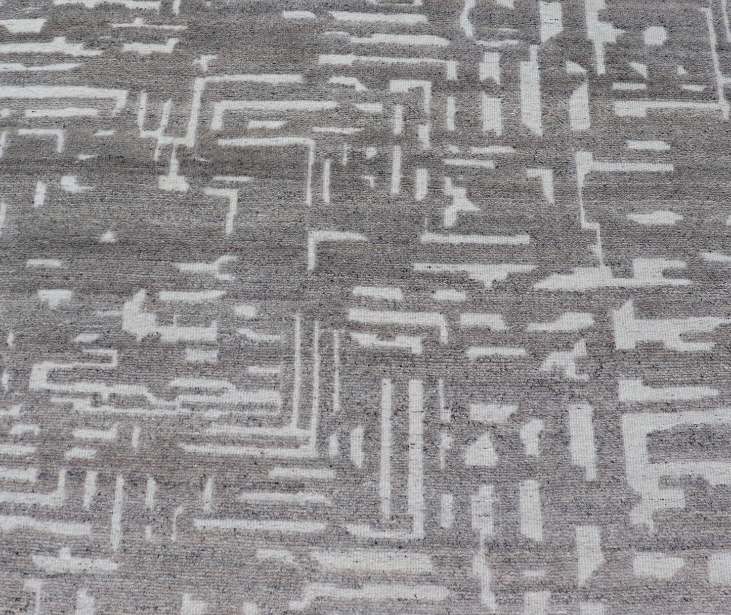Modern Hand Knotted Wool Area Rug in Cream and Light Gray With Abstract Design Measures 5'8 x 8'5 This modern area rug was hand - knotted in during the 2020's. The field features a sub - geometric abstract design cover the entirety of the fa... - Keivan Woven ArtsIN - ILM - 172 - HW - 2330 - 21006