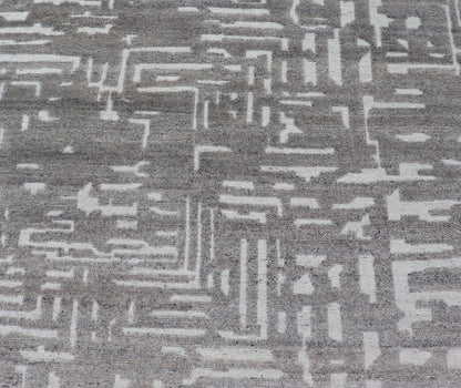 Modern Hand Knotted Wool Area Rug in Cream and Light Gray With Abstract Design Measures 5'8 x 8'5 This modern area rug was hand - knotted in during the 2020's. The field features a sub - geometric abstract design cover the entirety of the fa... - Keivan Woven ArtsIN - ILM - 172 - HW - 2330 - 21006