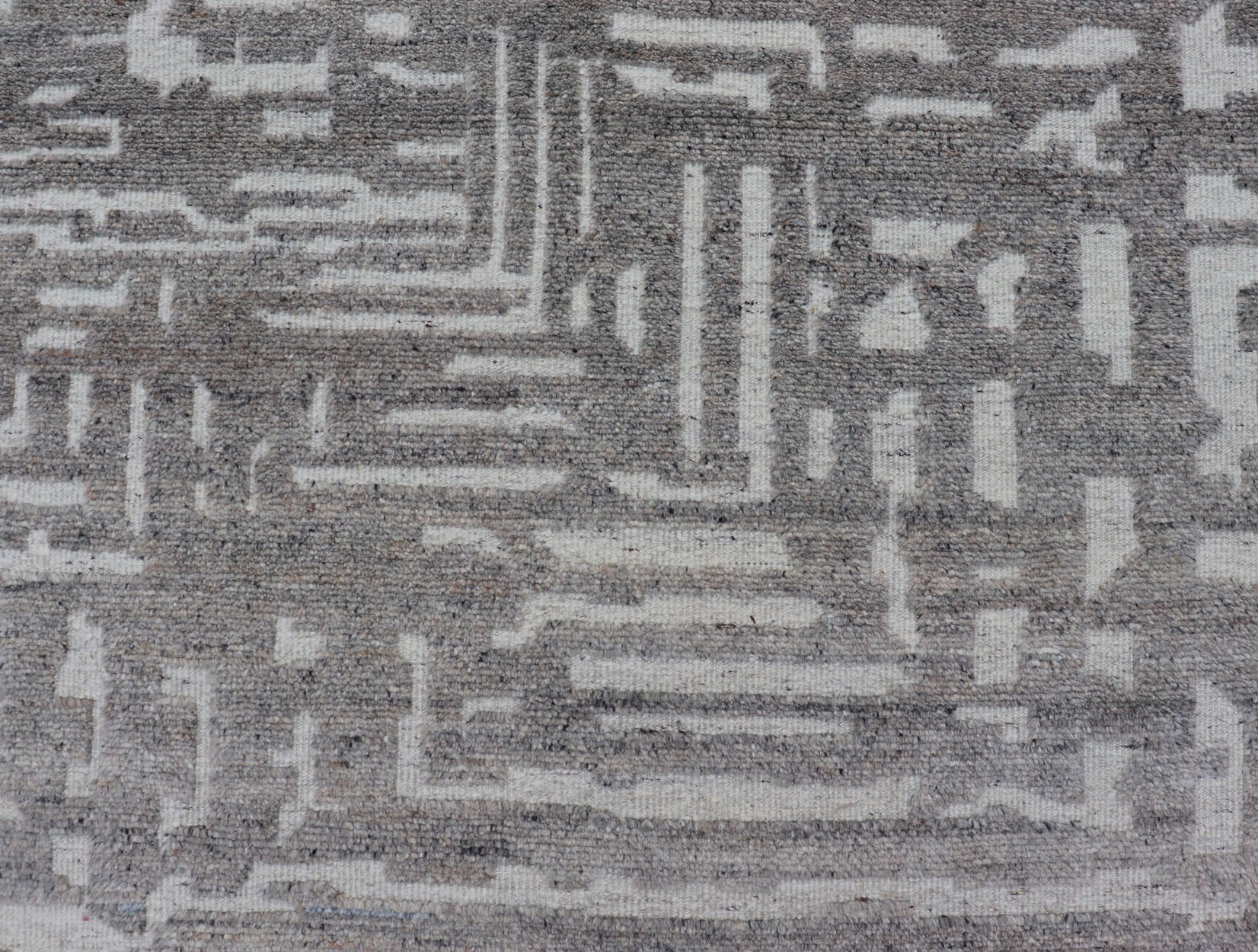 Modern Hand Knotted Wool Area Rug in Cream and Light Gray With Abstract Design Measures 5'8 x 8'5 This modern area rug was hand - knotted in during the 2020's. The field features a sub - geometric abstract design cover the entirety of the fa... - Keivan Woven ArtsIN - ILM - 172 - HW - 2330 - 21006Rug