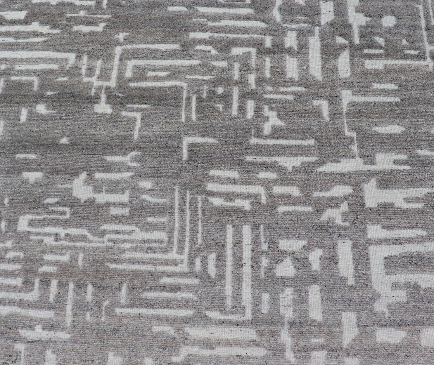 Modern Hand Knotted Wool Area Rug in Cream and Light Gray With Abstract Design Measures 5'8 x 8'5 This modern area rug was hand - knotted in during the 2020's. The field features a sub - geometric abstract design cover the entirety of the fa... - Keivan Woven ArtsIN - ILM - 172 - HW - 2330 - 21006Rug