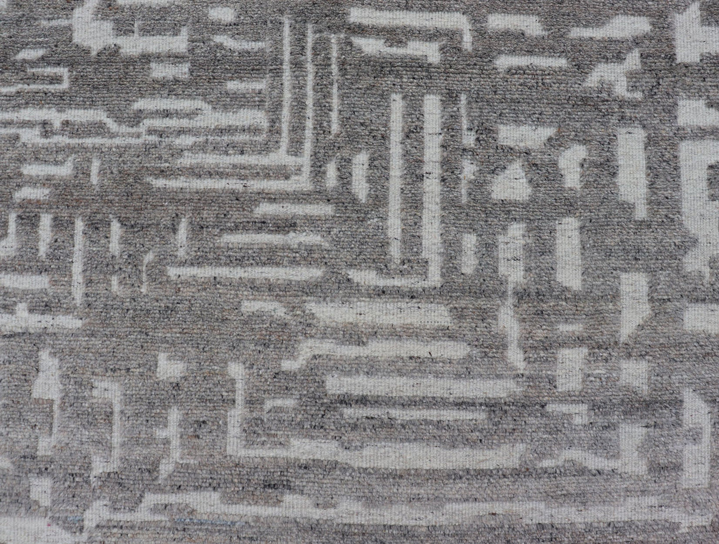 Modern Hand Knotted Wool Area Rug in Cream and Light Gray With Abstract Design Measures 5'8 x 8'5 This modern area rug was hand - knotted in during the 2020's. The field features a sub - geometric abstract design cover the entirety of the fa... - Keivan Woven ArtsIN - ILM - 172 - HW - 2330 - 21006