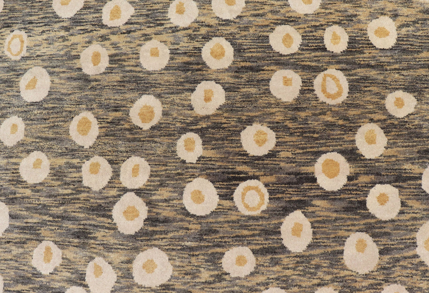 Modern Rug With Abstract Design in Shades of Green - Brown, Cream and Yellow Measures 5'10 x 8'10 This piece features a blended field background, rendered in camel, green, and cocoa. The design is an asymmetrical dot pattern in cream and mu... - Keivan Woven ArtsIN - ILM - 175 - MFL - 0007 - 20952Rug