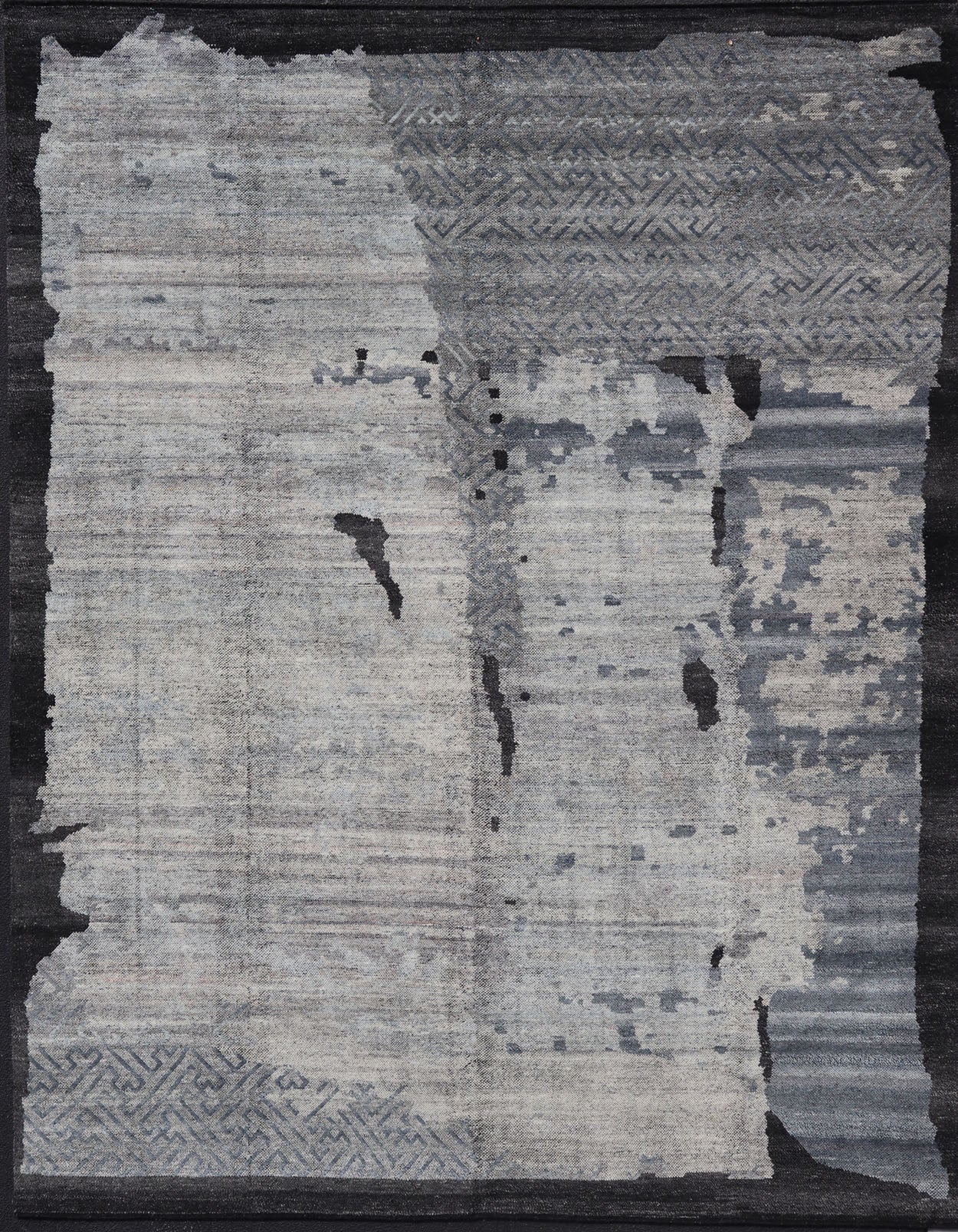 Oversized Contemporary Abstract Rug In Gray, Charcoal and Steel Blue Measures 11'6 x 14'10 Country of Origin: India; Type: Modern, Abstract; Design: All - Over, Abstract, Modern; Keivan Woven Arts: rug IN - ILM - 3388 - MK - 5039; Large Area M... - Keivan Woven ArtsIN - ILM - 3388 - MK - 5039 - 18144Rug