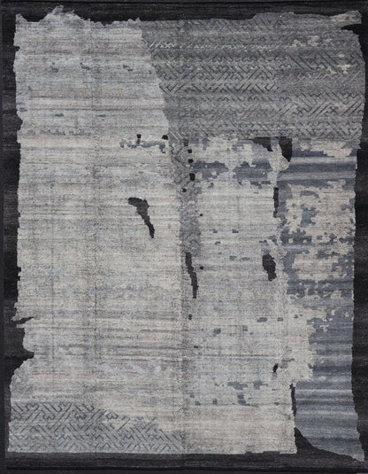 Oversized Contemporary Abstract Rug In Gray, Charcoal and Steel Blue Measures 11'6 x 14'10 Country of Origin: India; Type: Modern, Abstract; Design: All - Over, Abstract, Modern; Keivan Woven Arts: rug IN - ILM - 3388 - MK - 5039; Large Area M... - Keivan Woven ArtsIN - ILM - 3388 - MK - 5039 - 18144Rug