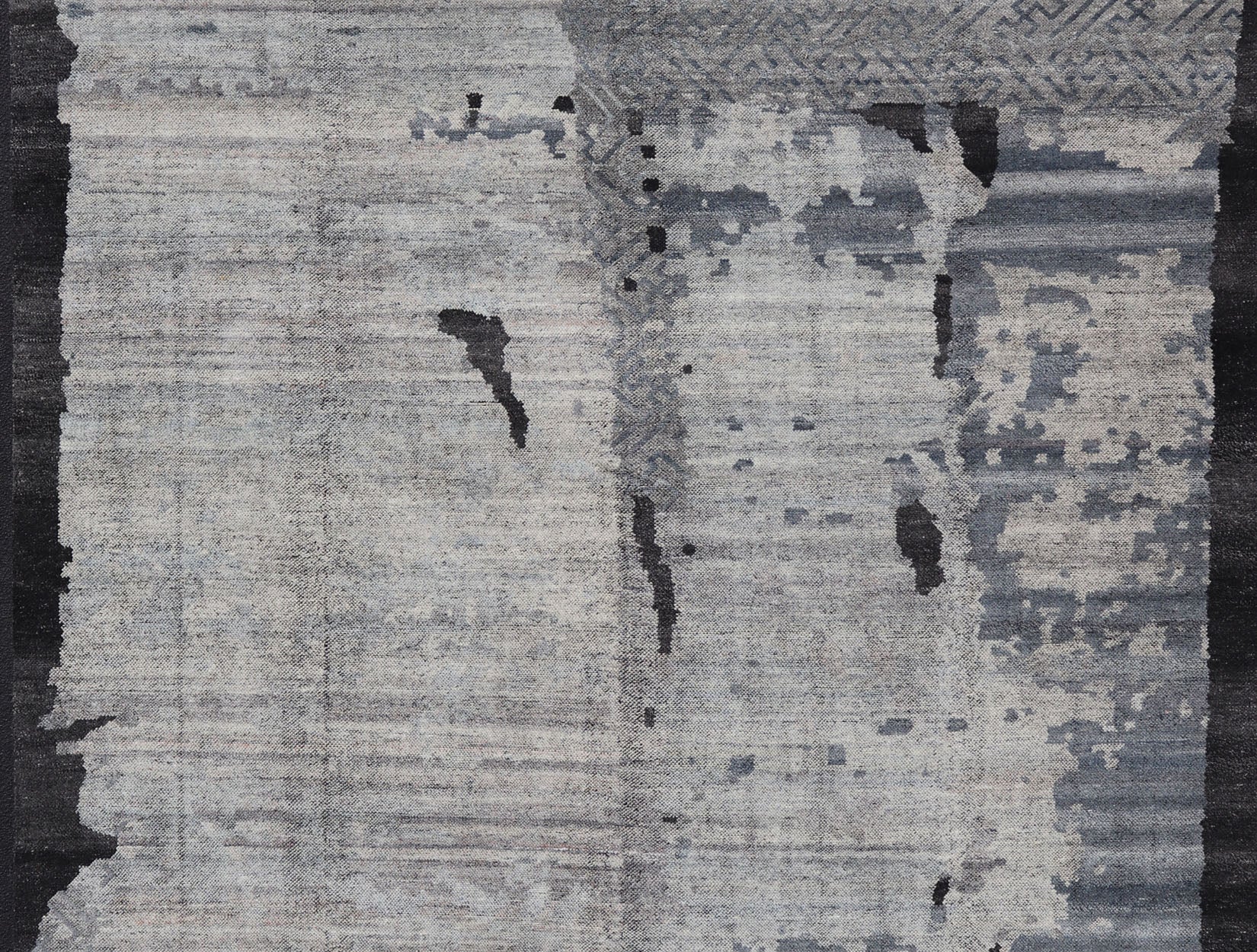 Oversized Contemporary Abstract Rug In Gray, Charcoal and Steel Blue Measures 11'6 x 14'10 Country of Origin: India; Type: Modern, Abstract; Design: All - Over, Abstract, Modern; Keivan Woven Arts: rug IN - ILM - 3388 - MK - 5039; Large Area M... - Keivan Woven ArtsIN - ILM - 3388 - MK - 5039 - 18144Rug