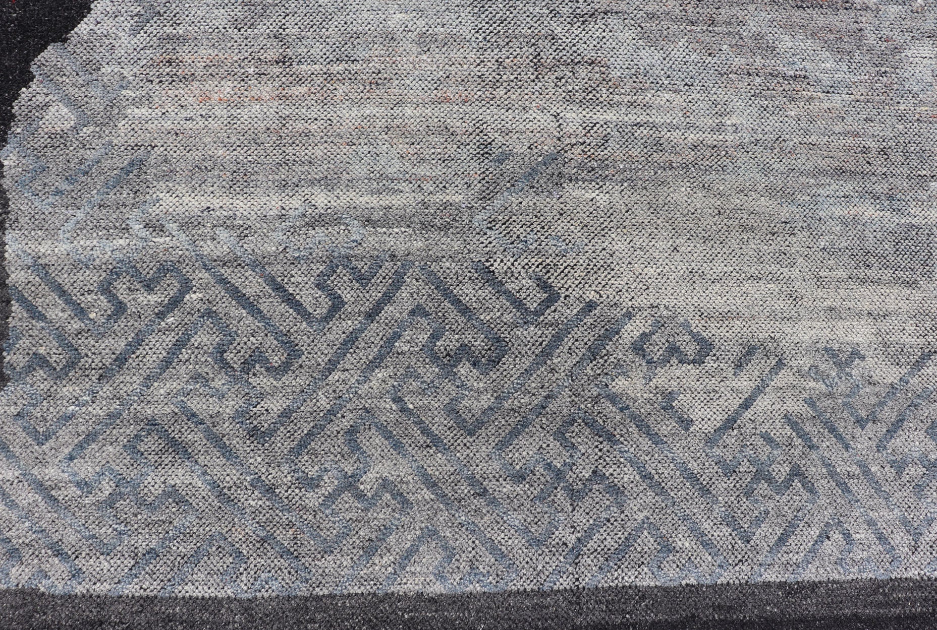Oversized Contemporary Abstract Rug In Gray, Charcoal and Steel Blue Measures 11'6 x 14'10 Country of Origin: India; Type: Modern, Abstract; Design: All - Over, Abstract, Modern; Keivan Woven Arts: rug IN - ILM - 3388 - MK - 5039; Large Area M... - Keivan Woven ArtsIN - ILM - 3388 - MK - 5039 - 18144Rug