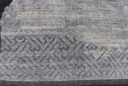 Oversized Contemporary Abstract Rug In Gray, Charcoal and Steel Blue Measures 11'6 x 14'10 Country of Origin: India; Type: Modern, Abstract; Design: All - Over, Abstract, Modern; Keivan Woven Arts: rug IN - ILM - 3388 - MK - 5039; Large Area M... - Keivan Woven ArtsIN - ILM - 3388 - MK - 5039 - 18144Rug
