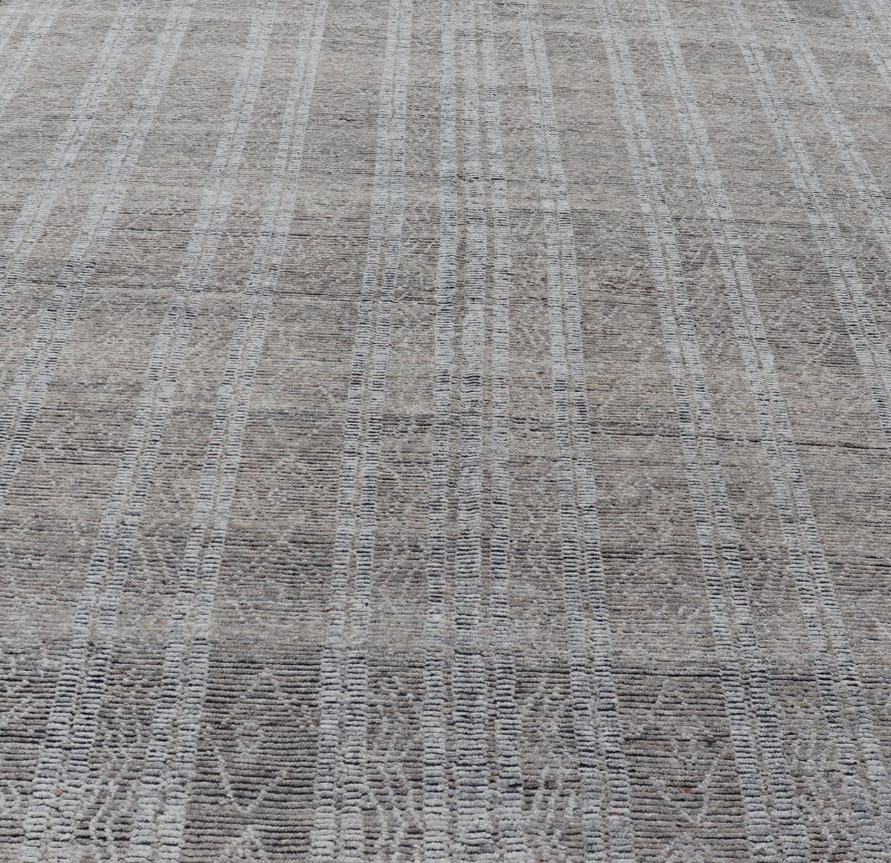 Large Modern Indian Rug in Taupe and Gray With Geometric Diamond Design Measures 10'1 x 14'2 Country of Origin: India; Design: Modern, Geometric, Tribal Diamond Type: Modern Casual, Sub - Geometric; Keivan Woven Arts; IN - ILM - 3392 - CB - 0066; L... - Keivan Woven ArtsIN - ILM - 3392 - CB - 0066 - 18162