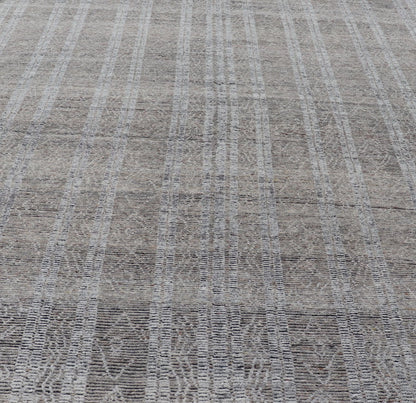 Large Modern Indian Rug in Taupe and Gray With Geometric Diamond Design Measures 10'1 x 14'2 Country of Origin: India; Design: Modern, Geometric, Tribal Diamond Type: Modern Casual, Sub - Geometric; Keivan Woven Arts; IN - ILM - 3392 - CB - 0066; L... - Keivan Woven ArtsIN - ILM - 3392 - CB - 0066 - 18162
