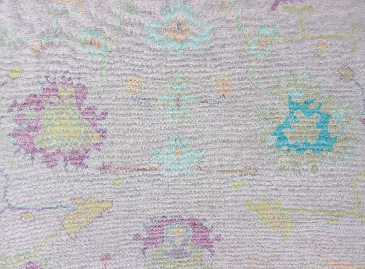 Modern Oushak Designed Rug In Wool With Light Pink and A Ice Blue Border Measures 9'5 x 12'1 Country of Origin: India; Type: Oushak; Design: All - Over, Floral; Keivan Woven Arts: rug IN - JAI - 3922; Indian Oushak Rug Made With Wool in Cotton ... - Keivan Woven ArtsIN - JAI - 3922 - 13480Rug