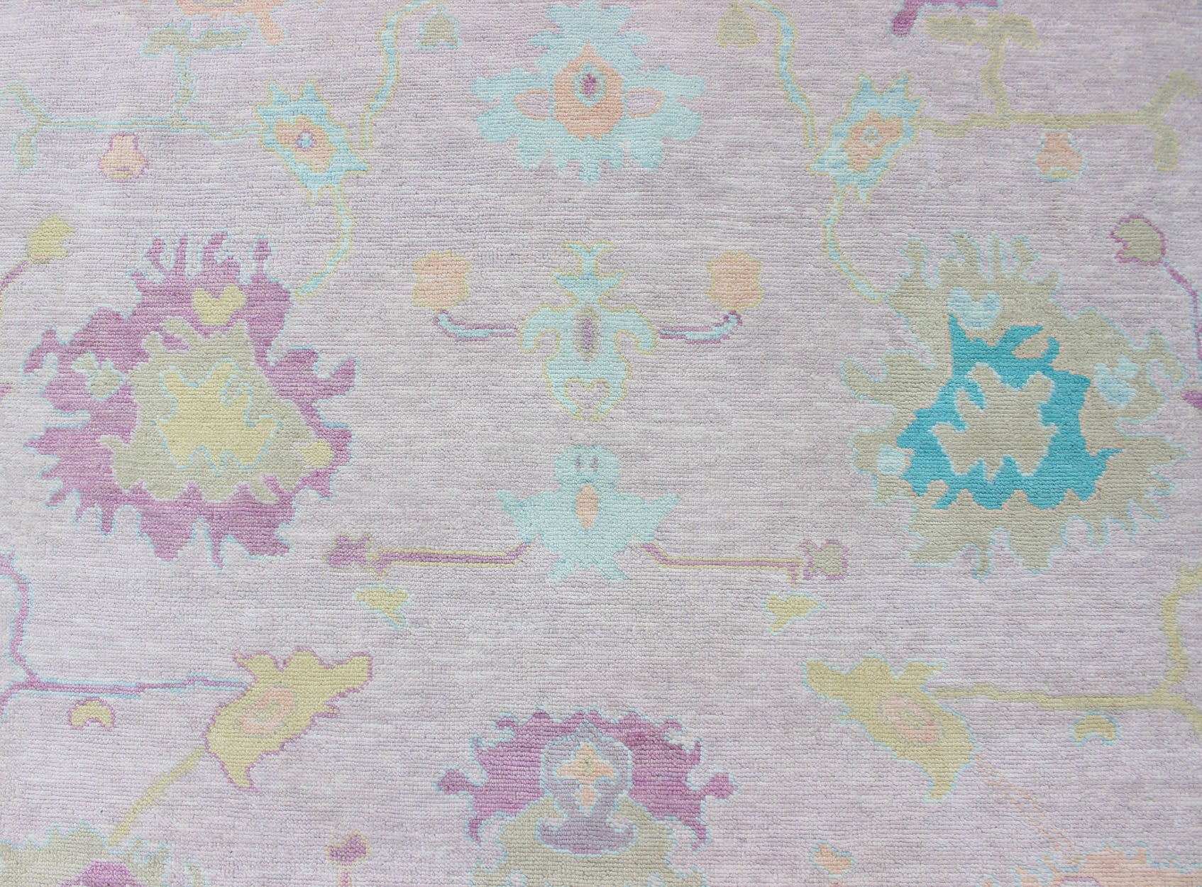 Modern Oushak Designed Rug In Wool With Light Pink and A Ice Blue Border Measures 9'5 x 12'1 Country of Origin: India; Type: Oushak; Design: All - Over, Floral; Keivan Woven Arts: rug IN - JAI - 3922; Indian Oushak Rug Made With Wool in Cotton ... - Keivan Woven ArtsIN - JAI - 3922 - 13480Rug