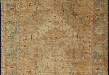 Oversized Hand - Knotted Tribal Diamond Oushak in Tan and Green Tones Measures 10'3 x 14'3 Country of Origin: India; Type: Oushak; Design: All - Over, Medallion; Keivan Woven Arts: rug IN - JVD - 6017; Oversized Hand - Knotted Tribal Diamond O... - Keivan Woven ArtsIN - JVD - 6017 - 15438Rug