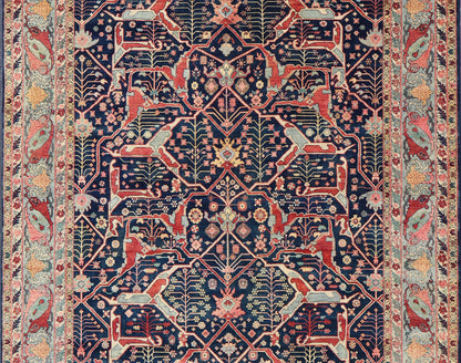 Large Modern Indian Wool Bidjar Rug in Blues, Reds, and Pinks Measures 10'0 x 14'1 Country of Origin: India; Type: Bidjar; Design: All - Over, Floral; Keivan Woven Arts: rug IN - JVD - 6023; Large Modern Indian Wool Bidjar Rug in Blues, Re... - Keivan Woven ArtsIN - JVD - 6023 - 15454