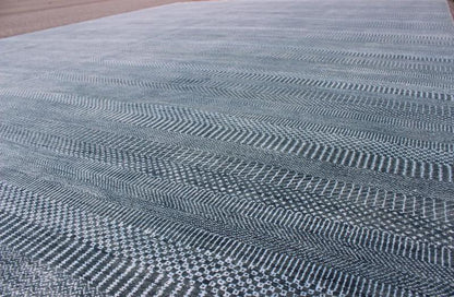 Keivan Woven Arts Fine Weave Modern Rug With Transitional Design in Charcoal and Blue. Transitional modern rug in shades of blue and charcoal with small repeating design. Measures: 9'11 x 13'8 Keivan Woven Arts / IN - KAS - 8223 / origin / India... - Keivan Woven ArtsIN - KAS - 8223 - 6979Rug