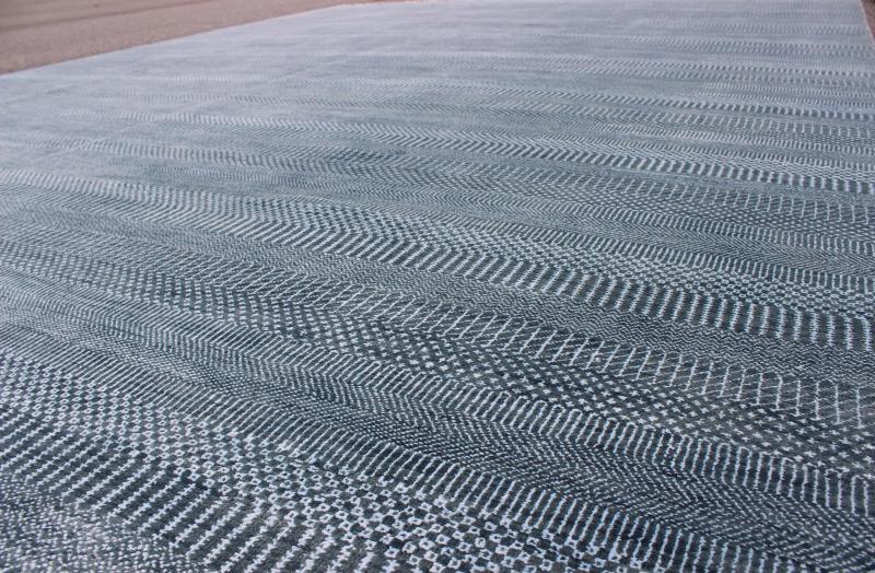 Keivan Woven Arts Fine Weave Modern Rug With Transitional Design in Charcoal and Blue. Transitional modern rug in shades of blue and charcoal with small repeating design. Measures: 9'11 x 13'8 Keivan Woven Arts / IN - KAS - 8223 / origin / India... - Keivan Woven ArtsIN - KAS - 8223 - 6979