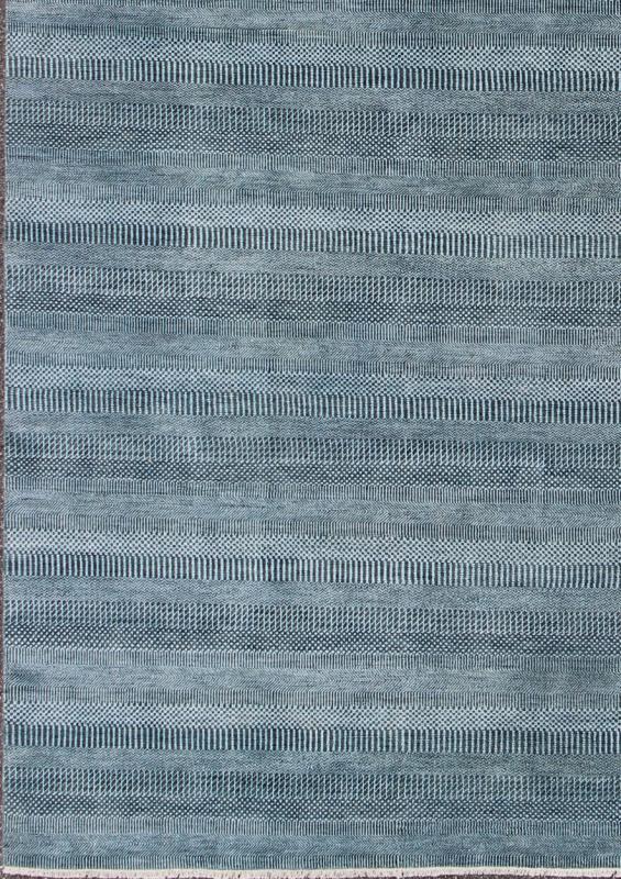 Keivan Woven Arts Fine Weave Modern Rug With Transitional Design in Charcoal and Blue. Transitional modern rug in shades of blue and charcoal with small repeating design. Measures: 9'11 x 13'8 Keivan Woven Arts / IN - KAS - 8223 / origin / India... - Keivan Woven ArtsIN - KAS - 8223 - 6979Rug
