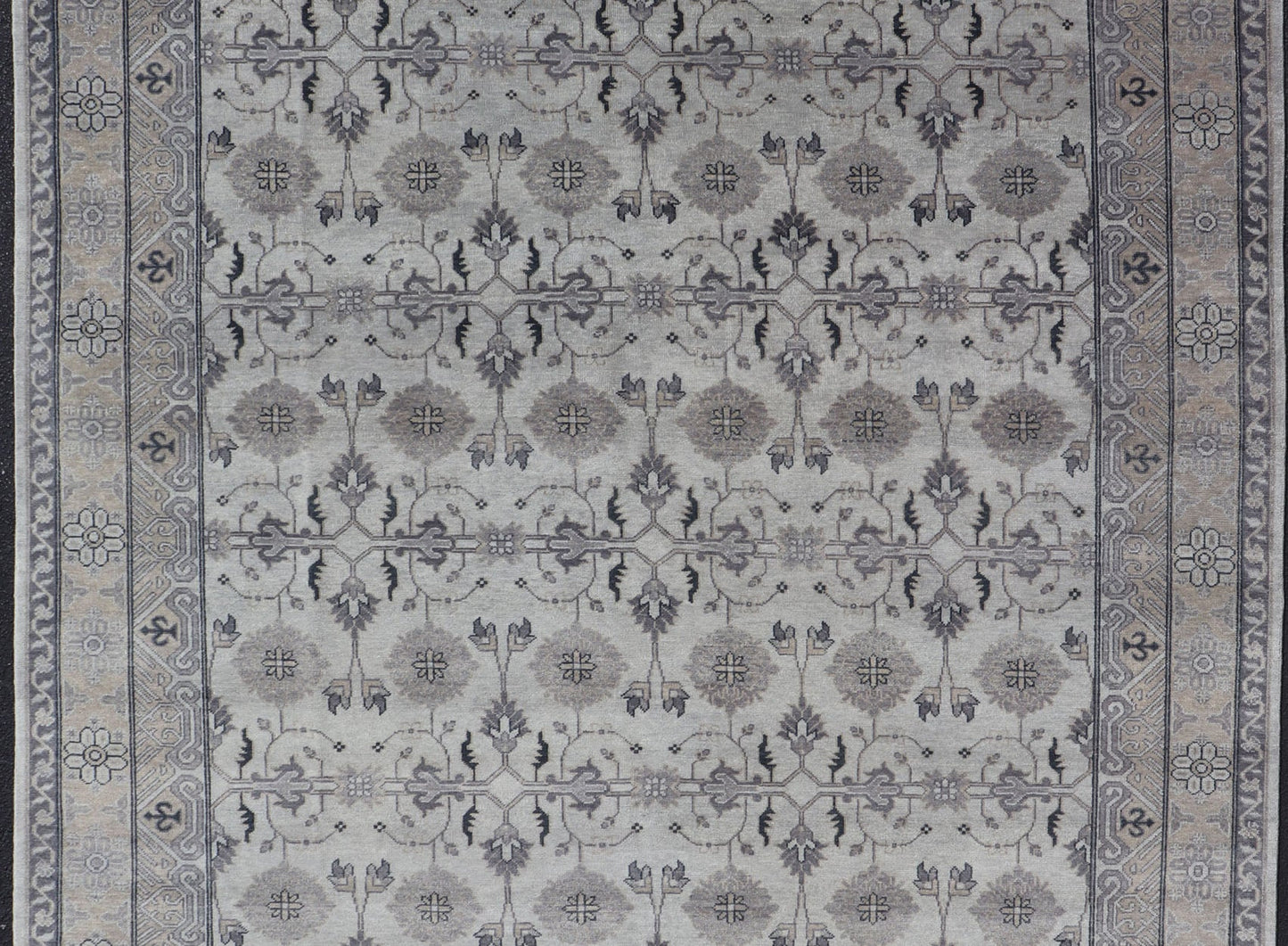 Hand - Knotted Wool Oushak Area Rug in Gray and Muted Tones Measures 8'8 x 12'0 Country of Origin: India; Type: Oushak; Design: All - Over, Floral; Keivan Woven Arts; IN - TVN - 6023; Hand - Knotted Wool Oushak Area Rug in Gray and Muted Tones... - Keivan Woven ArtsIN - TVN - 0450 - 15458