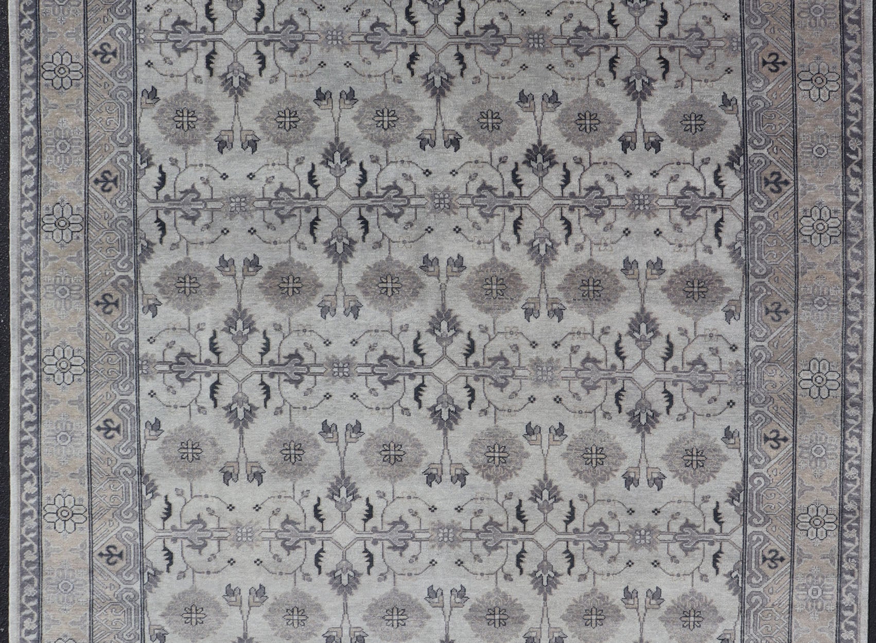 Hand - Knotted Wool Oushak Area Rug in Gray and Muted Tones Measures 8'8 x 12'0 Country of Origin: India; Type: Oushak; Design: All - Over, Floral; Keivan Woven Arts; IN - TVN - 6023; Hand - Knotted Wool Oushak Area Rug in Gray and Muted Tones... - Keivan Woven ArtsIN - TVN - 0450 - 15458