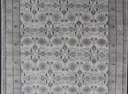 Hand - Knotted Wool Oushak Area Rug in Gray and Muted Tones Measures 8'8 x 12'0 Country of Origin: India; Type: Oushak; Design: All - Over, Floral; Keivan Woven Arts; IN - TVN - 6023; Hand - Knotted Wool Oushak Area Rug in Gray and Muted Tones... - Keivan Woven ArtsIN - TVN - 0450 - 15458