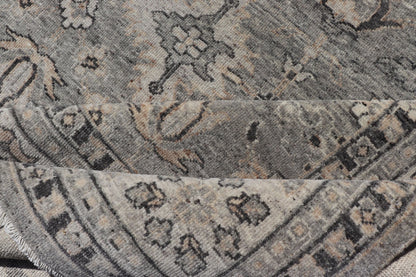 Large Faded Wool Indian Oushak Rug in Gray, Charcoal, and Light Taupe Measures 9'0 x 12'3 Country of Origin: India; Type: Oushak; Design: All - Over, Botanical, Floral; Keivan Woven Arts: rug IN - TVN - 1405; Large Faded Wool Indian Oushak ... - Keivan Woven ArtsIN - TVN - 1405 - 15470Rug