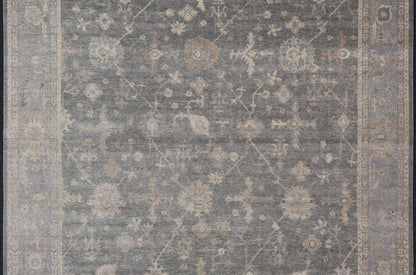 Hand - Woven Indian Oushak Wool Rug With Faded Blues and Gray's Measures 11'10 x 15'2 Country of Origin: India; Type: Oushak; Design: All - Over, Floral; Keivan Woven Arts; rug IN - TVN - 1411; Large Hand - Woven Indian Oushak Wool Rug With F... - Keivan Woven ArtsIN - TVN - 1411 - 15474Rug