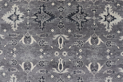 Floral Motif Khotan Area Rug by Keivan Woven Arts in Wool Measures 9'0 x 12'0 Country of Origin: India; Type: Khotan; Design: Floral, All - Over, Geometric Floral; Keivan Woven Arts; rug IN - TVN - 1457; Floral Motif Charcoal and Gray Muted Indian Kho... - Keivan Woven ArtsIN - TVN - 1457 - 15566Rug