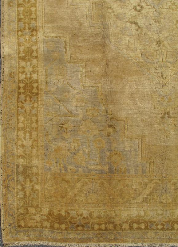 Mid - Century Vintage Turkish Oushak Rug with Central Medallion Design in Tan, rug is - 155, country of origin / type: Turkey / Oushak, circa mid - 20th century Produced in mid - 20th Century Turkey, this vintage Oushak is characterized by a comely and ... - Keivan Woven ArtsIS - 155 - 984Rug