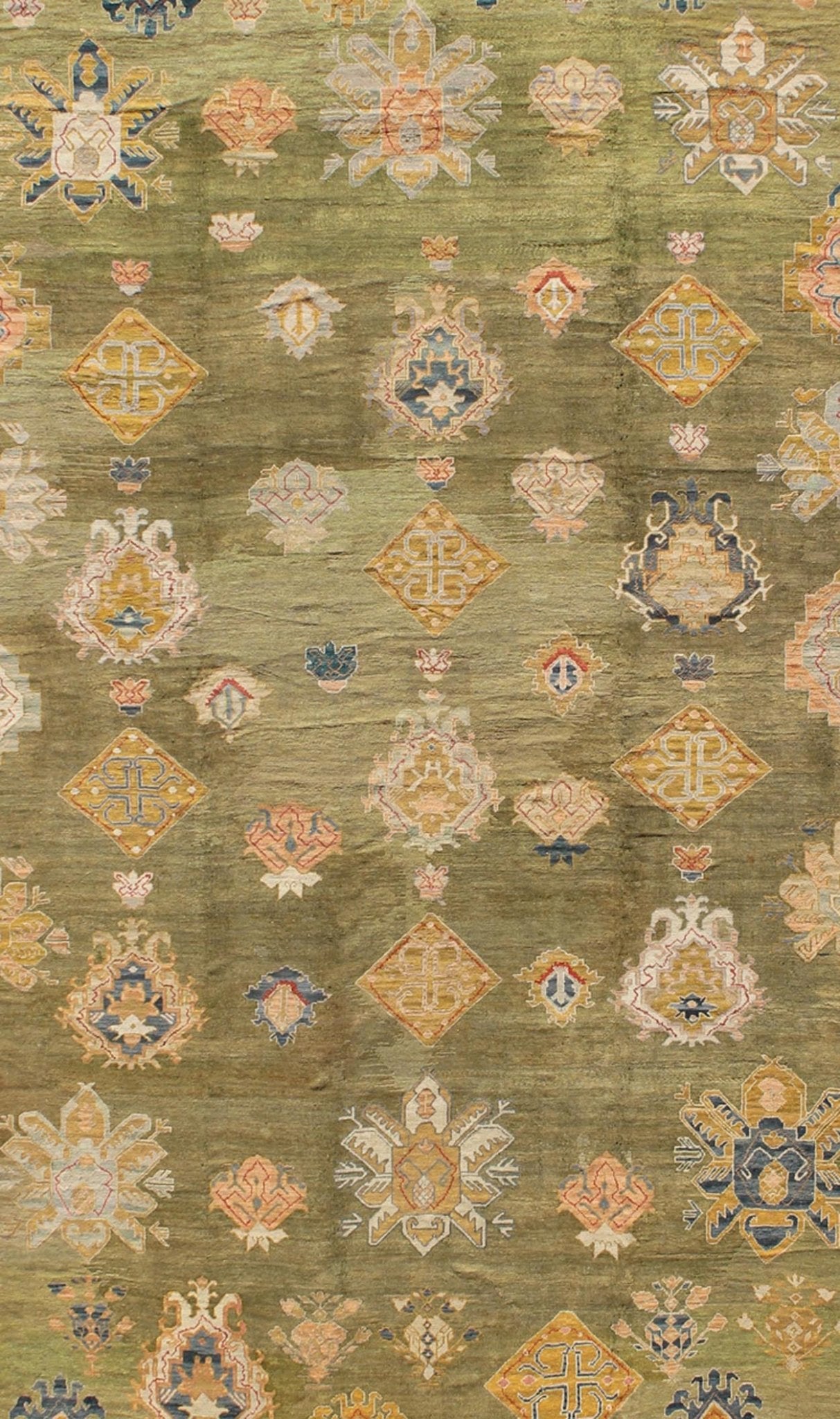 Outstanding Palace Size Antique Oushak Rug This elegant antique Oushak carpet, of considerably ample size, dates back to around the end of the 19th Century and beautifully illustrates the impeccable craftsmanship and artistry of Oushak weavers. ... - Keivan Woven ArtsJ10 - 0102 - 92Rug
