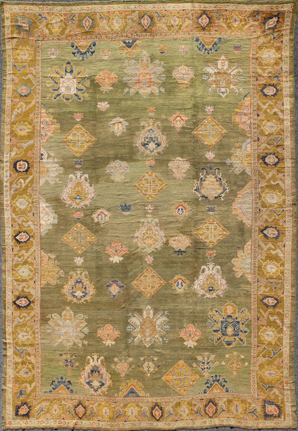 Outstanding Palace Size Antique Oushak Rug This elegant antique Oushak carpet, of considerably ample size, dates back to around the end of the 19th Century and beautifully illustrates the impeccable craftsmanship and artistry of Oushak weavers. ... - Keivan Woven ArtsJ10 - 0102 - 92Rug