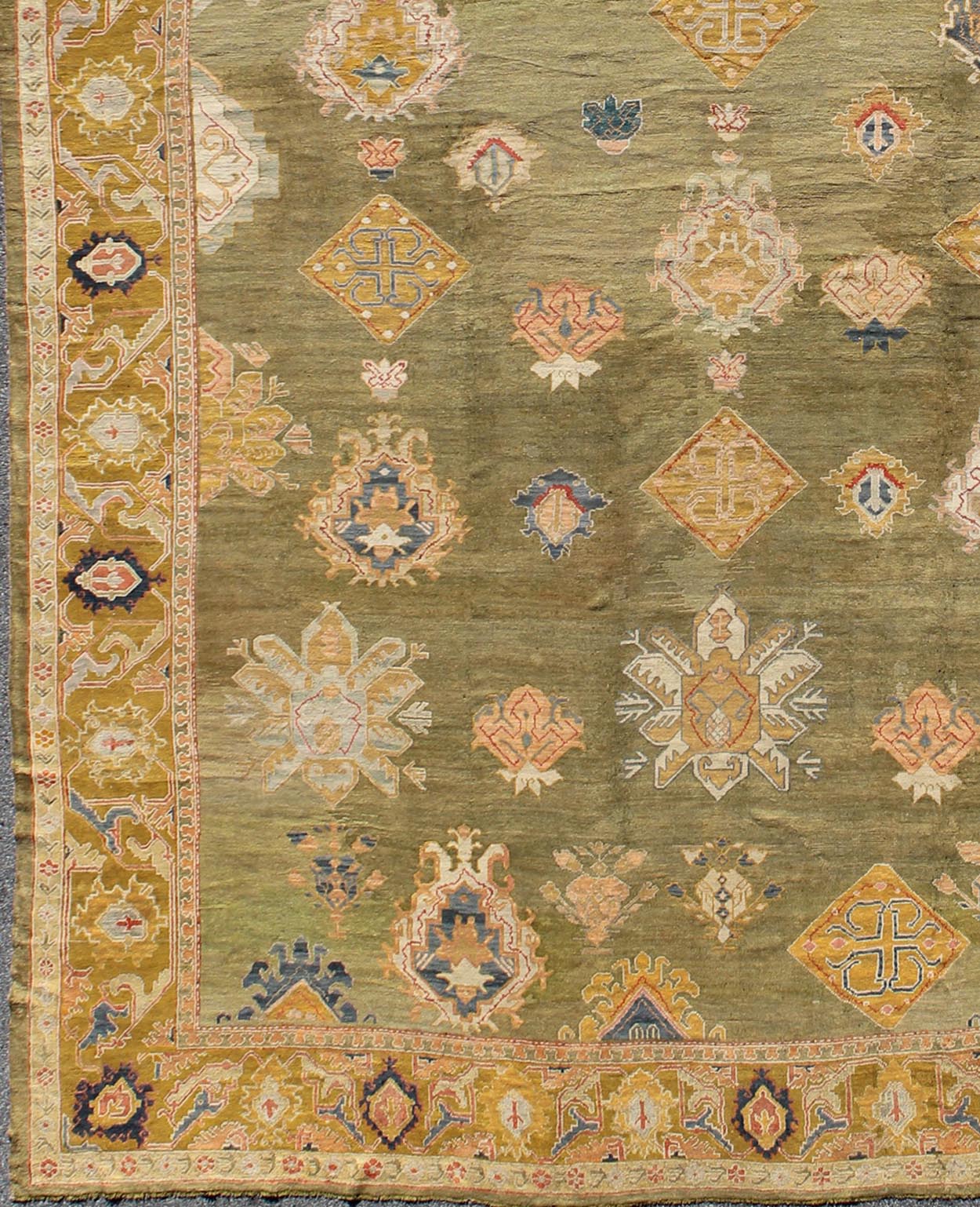 Outstanding Palace Size Antique Oushak Rug This elegant antique Oushak carpet, of considerably ample size, dates back to around the end of the 19th Century and beautifully illustrates the impeccable craftsmanship and artistry of Oushak weavers. ... - Keivan Woven ArtsJ10 - 0102 - 92Rug