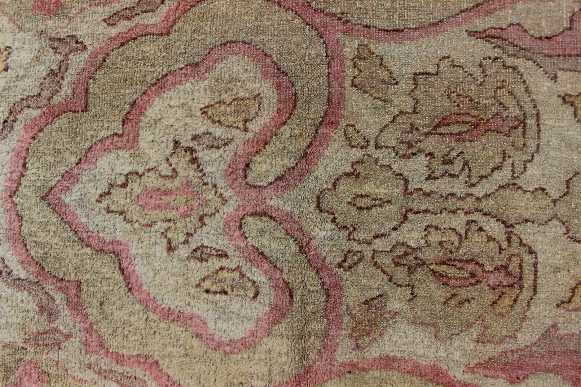 Antique Amritsar Rug With Medallion Design in Acidic - Yellow Green, Pink, Ivory. Keivan Woven Arts / rug / J10 - 0301 / country of origin / type: India / Amritsar, circa Early - 20th Century. Antique Amritsar, antique Agra. Measures: 10'7 x 13'7. Rema... - Keivan Woven ArtsJ10 - 0301 - 2999Rug
