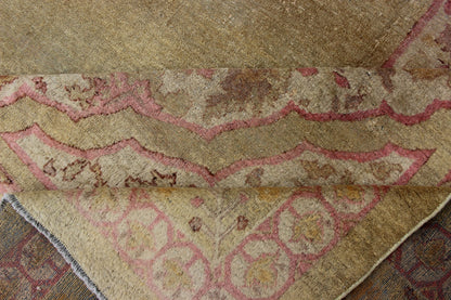 Antique Amritsar Rug With Medallion Design in Acidic - Yellow Green, Pink, Ivory. Keivan Woven Arts / rug / J10 - 0301 / country of origin / type: India / Amritsar, circa Early - 20th Century. Antique Amritsar, antique Agra. Measures: 10'7 x 13'7. Rema... - Keivan Woven ArtsJ10 - 0301 - 2999Rug