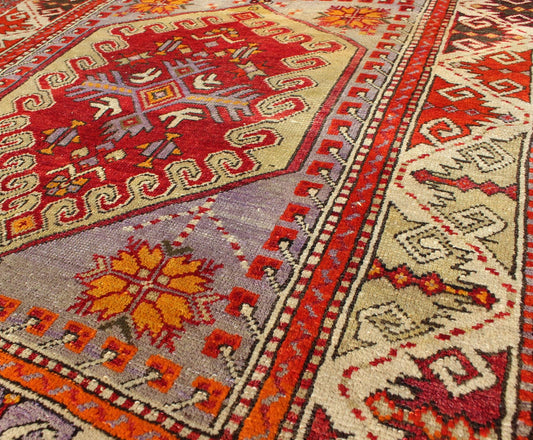 Colorful Early 20th Century Antique Turkish Oushak Rug with Medallion in Purple, rug j10 - 0402, country of origin / type: Turkey / Oushak, circa 1930 This antique Oushak rug features an intricate and complex design paired with a unique color comb... - Keivan Woven ArtsJ10 - 0402 - 1879